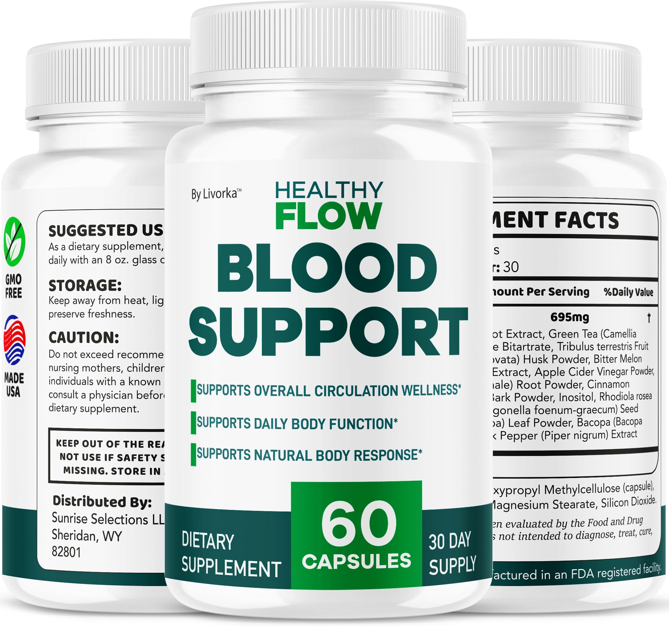 Healthy Flow branding and product label on bottle