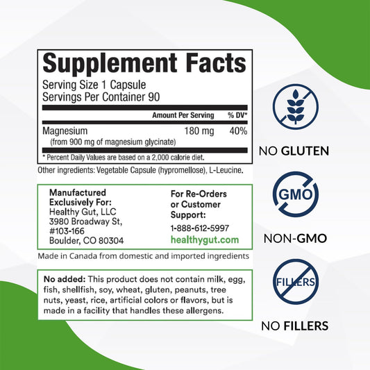 Close-up of Magnesium Glycinate 180 mg capsule