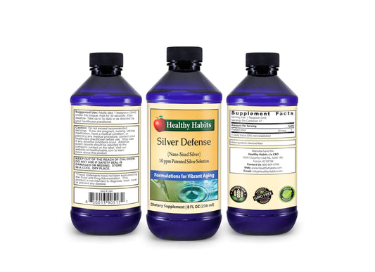 Close-up of Healthy Habits Silver Defense label