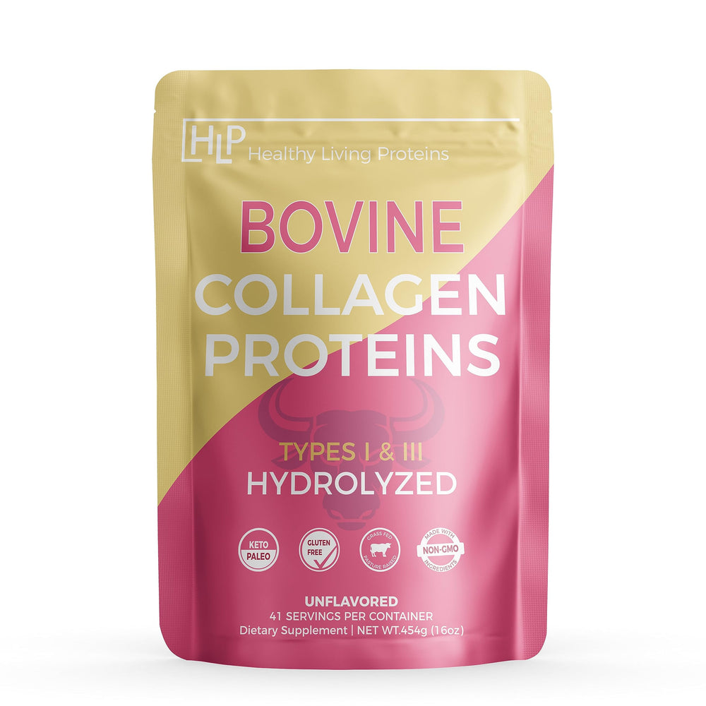 Healthy Living Proteins Bovine Collagen powder pouch with scoop