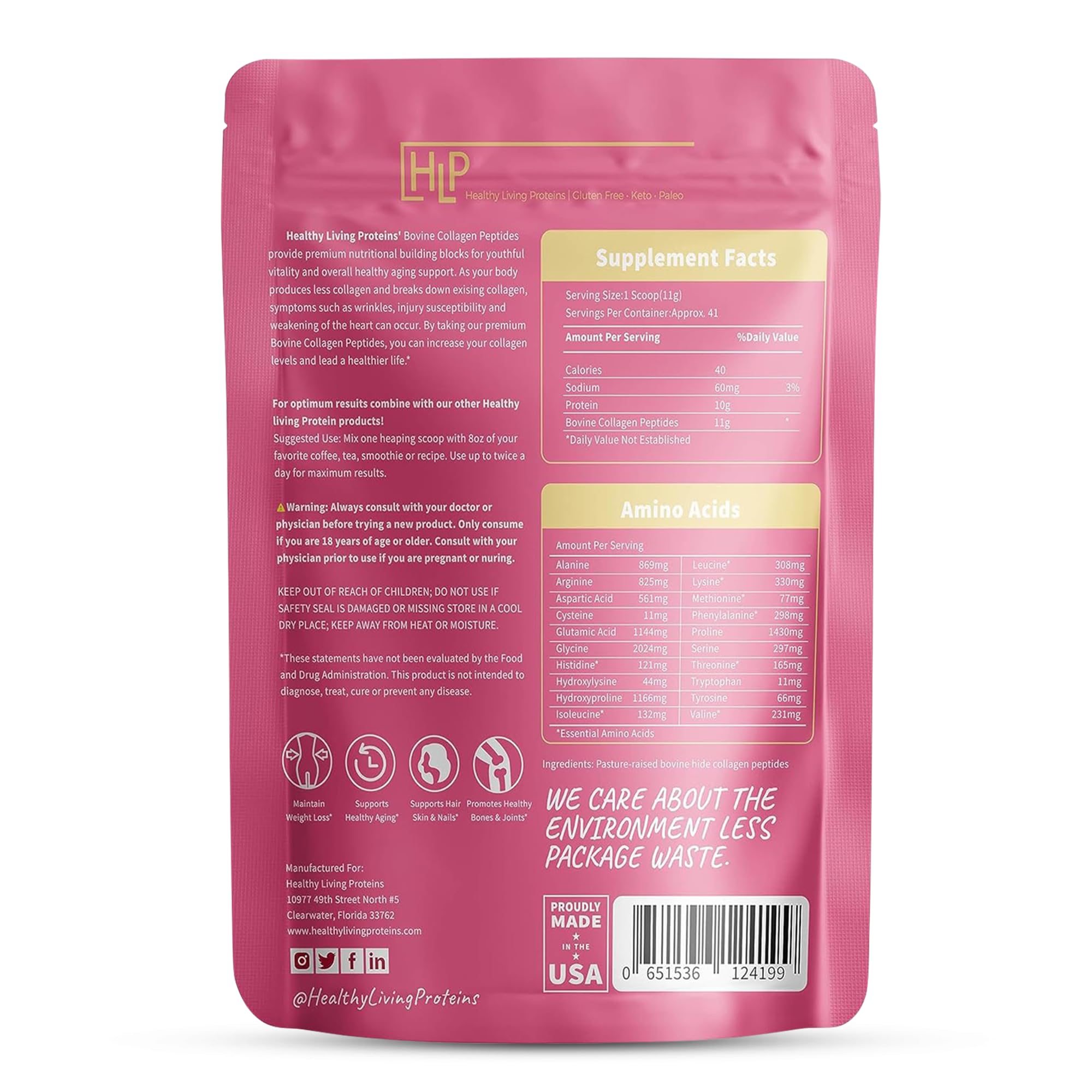 Unflavored hydrolyzed bovine collagen peptides dissolving in beverage