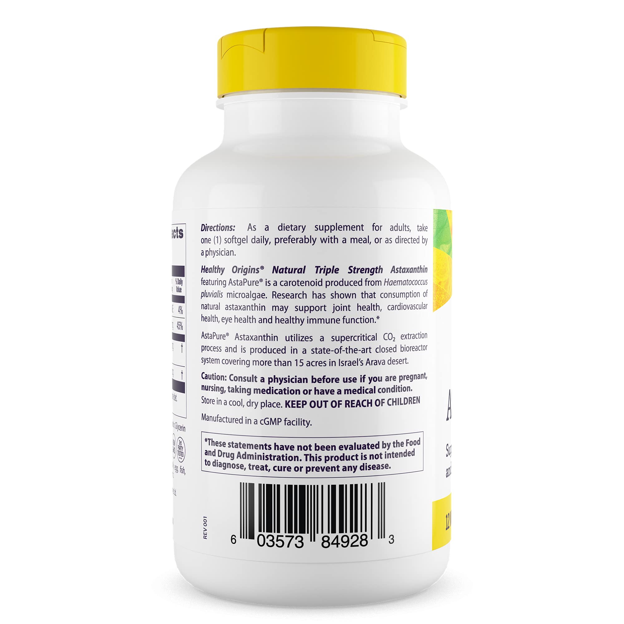 Healthy Origins Astaxanthin 12 mg packaging with 150 softgels
