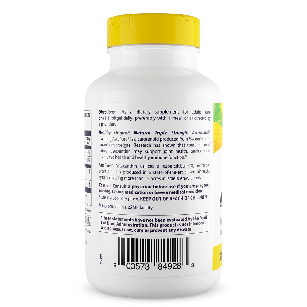 Healthy Origins Astaxanthin 12 mg packaging with 150 softgels