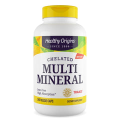 Healthy Origins Chelated Multi Mineral bottle front with 240 veggie caps