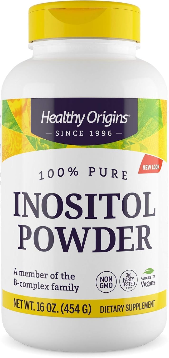 Front view of Healthy Origins Inositol Powder 454 g bottle