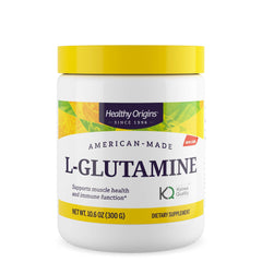 Front view of Healthy Origins L-Glutamine Powder canister