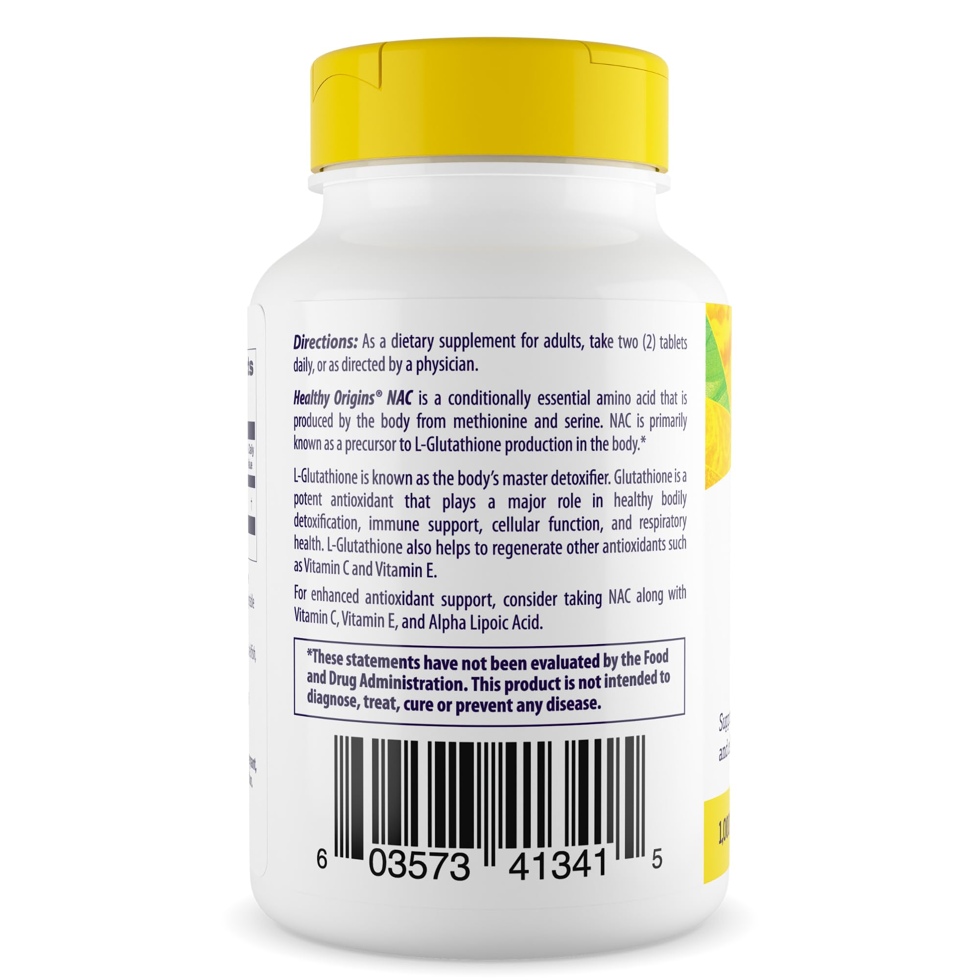 NAC bottle showing supplement facts and cap