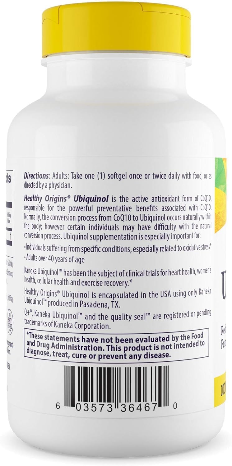 Close-up of Healthy Origins Ubiquinol 100 mg softgels