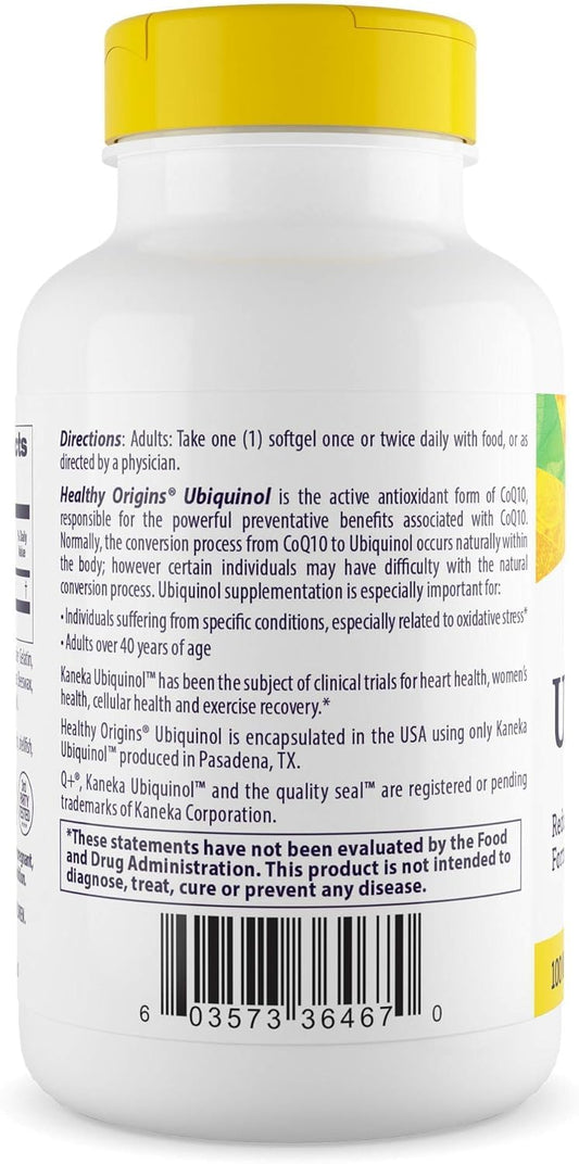 Close-up of Healthy Origins Ubiquinol 100 mg softgels