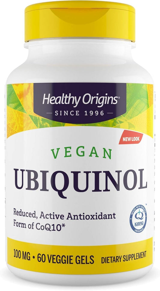 Healthy Origins Vegan Ubiquinol 100 mg bottle with 60 veggie gels
