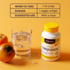 Nutrition facts panel of vegan ubiquinol supplement