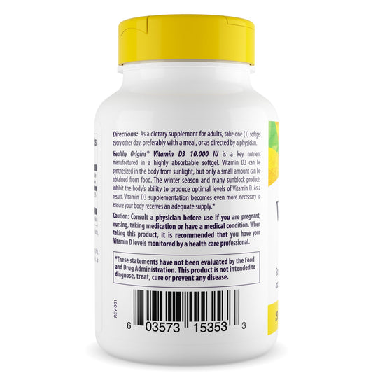 Healthy Origins Vitamin D3 bottle close-up