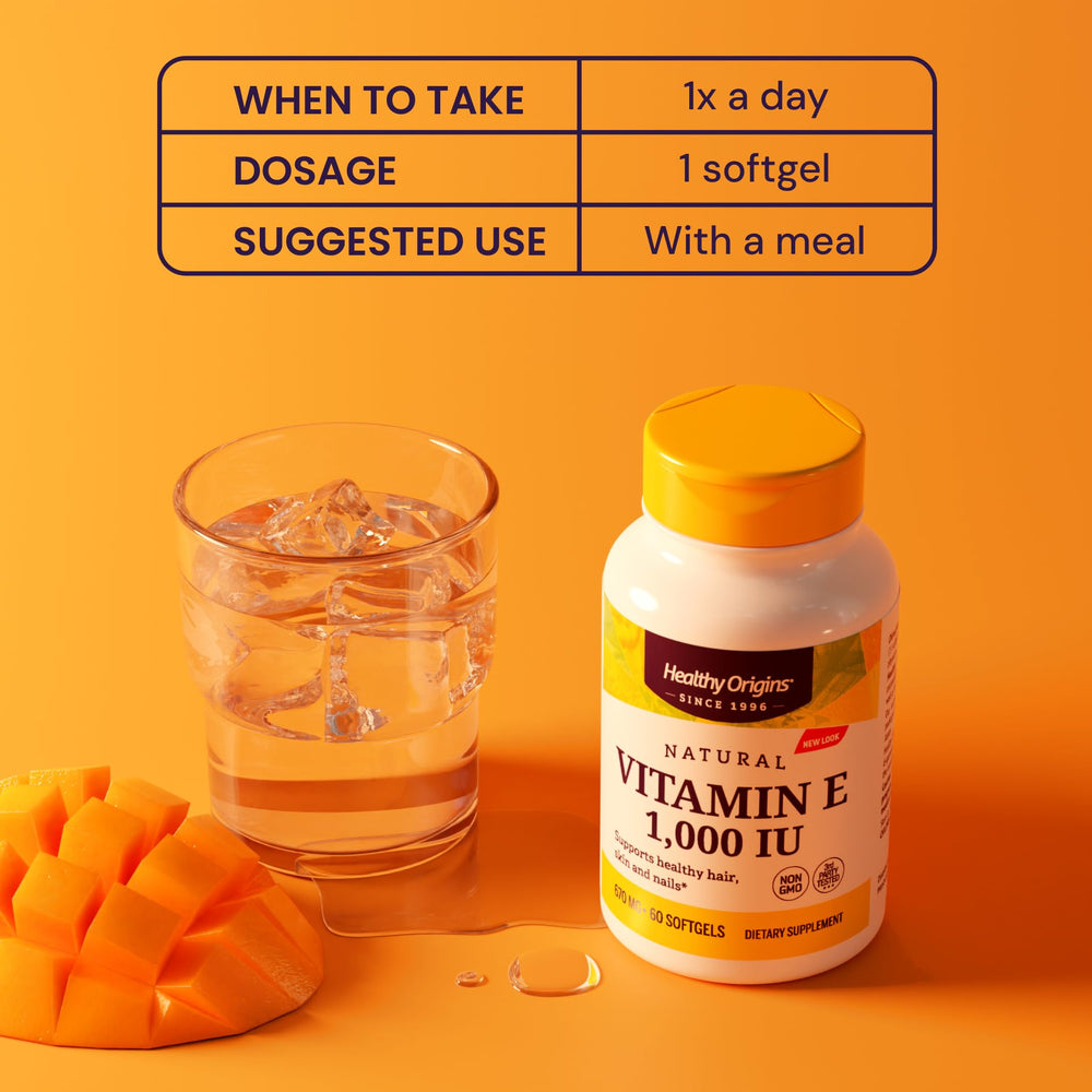 Supplement Facts panel on Vitamin E bottle