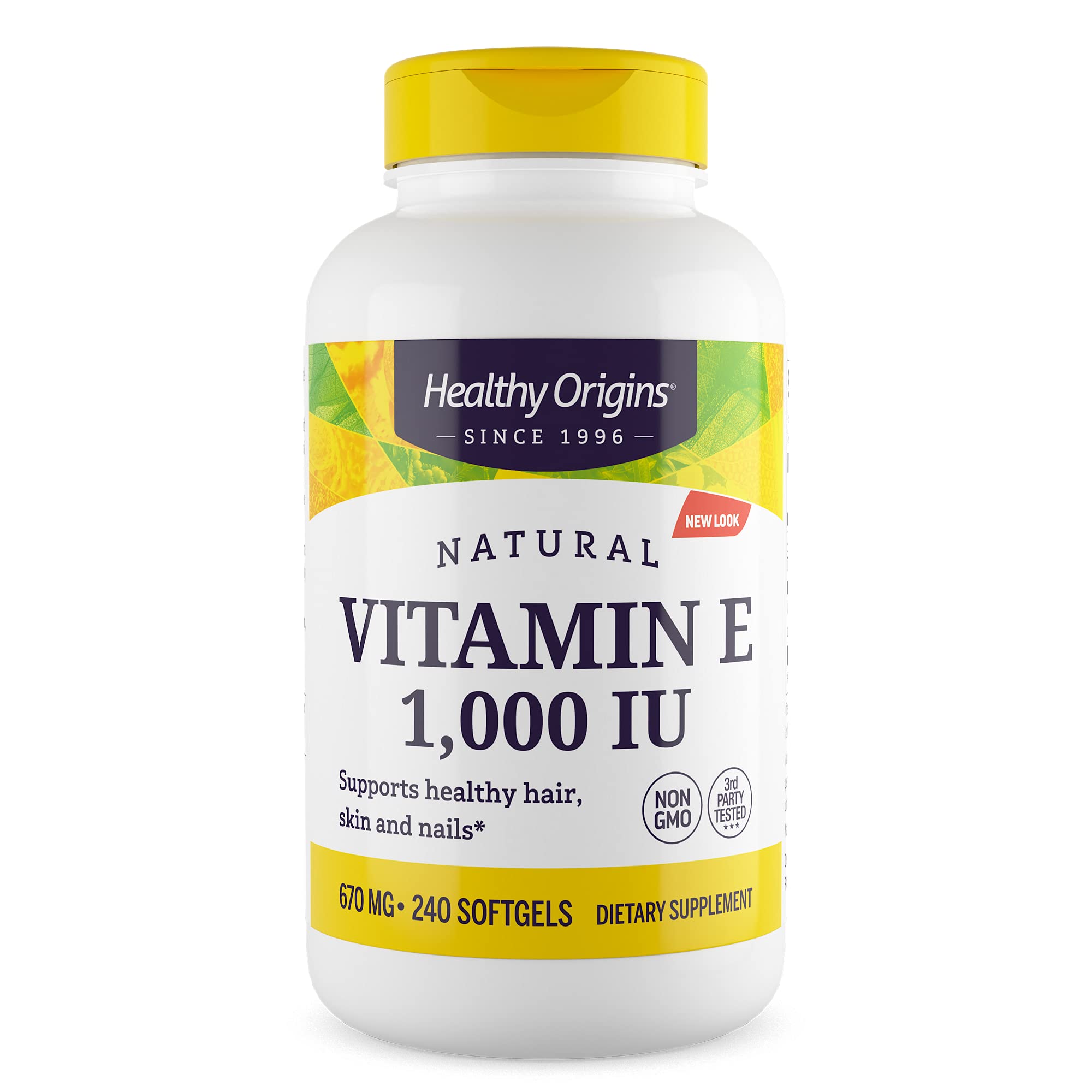 Healthy Origins Vitamin E 1000 IU softgels bottle label