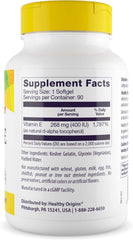 Label showing Natural Vitamin E 400 IU and Non-GMO claim