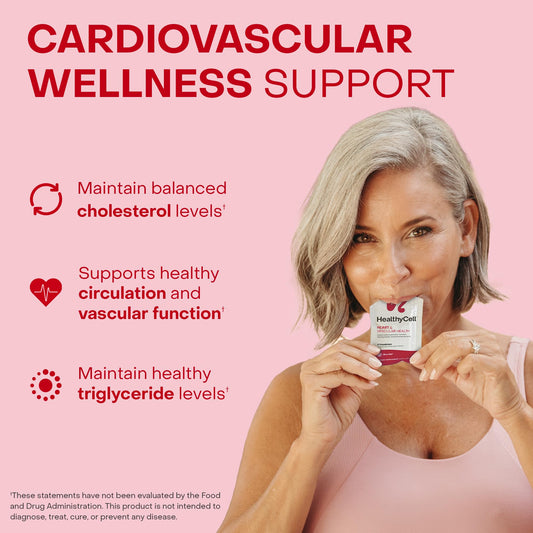 Close-up of strawberry-flavored gel packs for HealthyCell Heart & Vascular Health