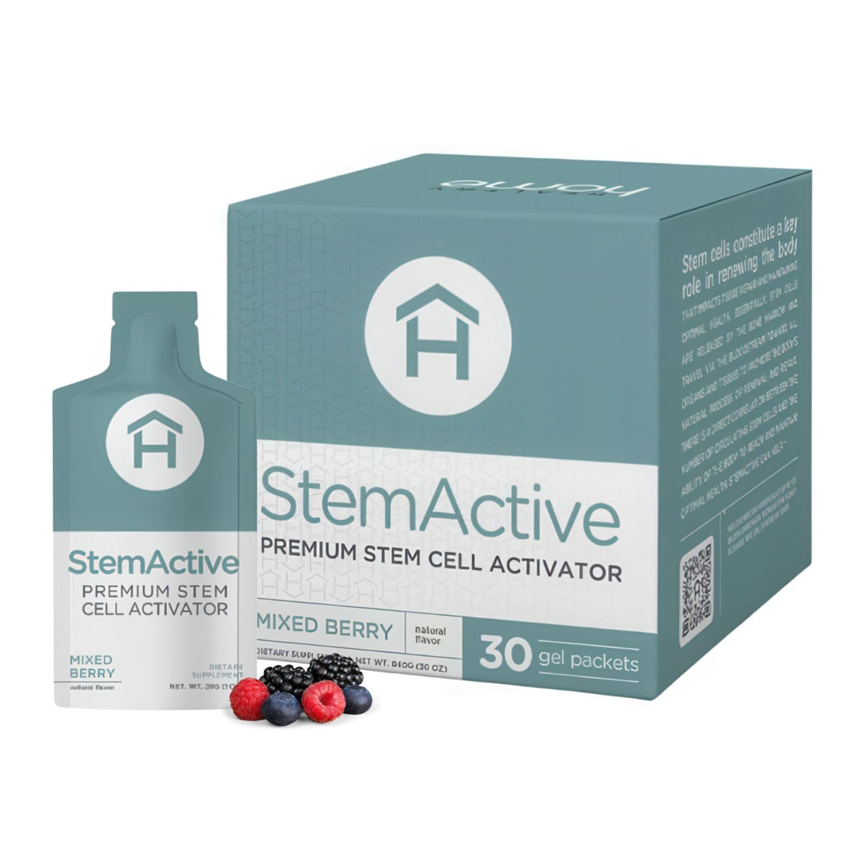 HealthyHome StemActive Gel in mixed berry flavor, 30 servings, vegan and plant-based wellness gel with Aloe Macroclada, Sea Buckthorn, and Blue-Green Algae