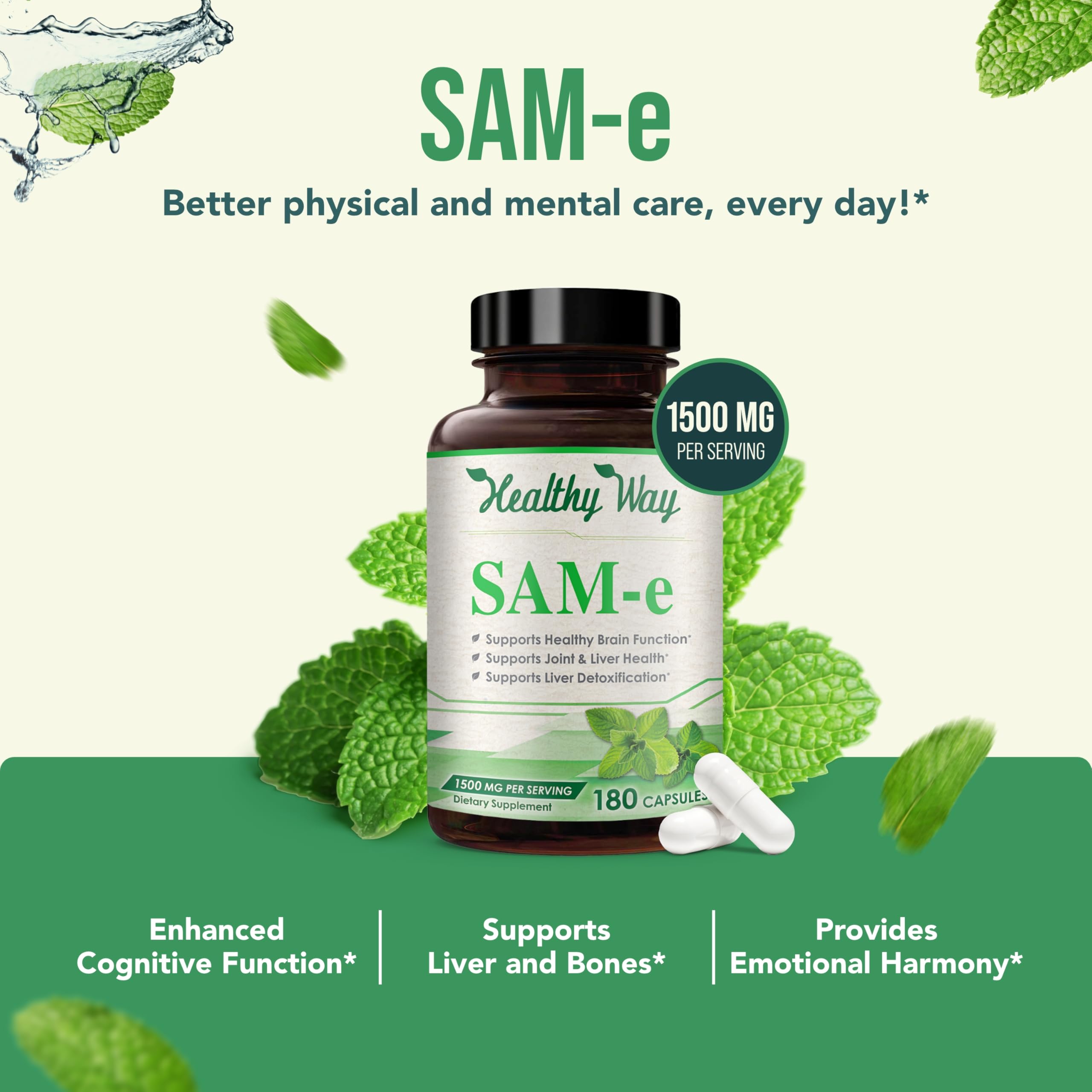 SAM-e 1500mg bottle back panel showing ingredients