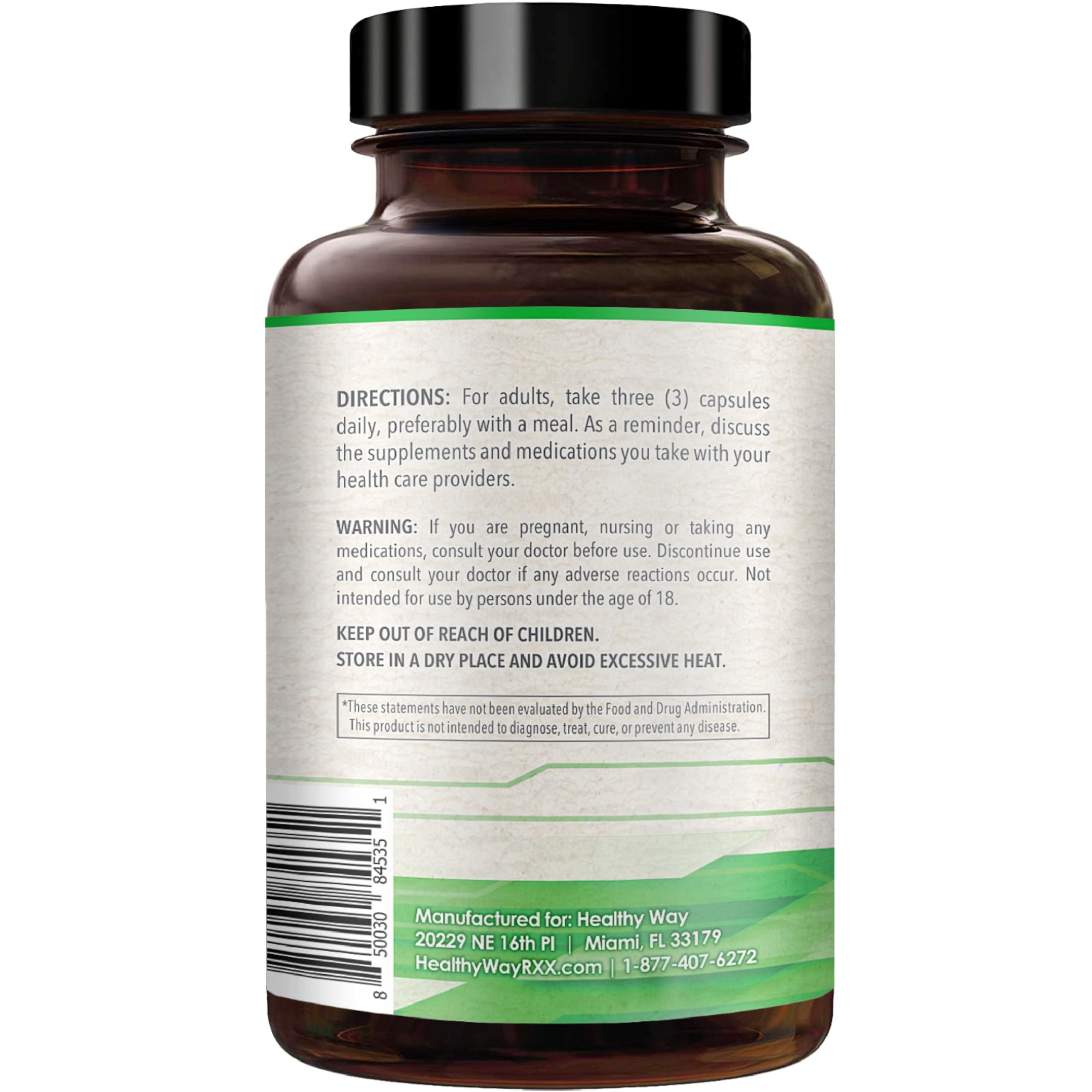 Full view of HealthyWayRx SAM-e 1500mg bottle on white backdrop