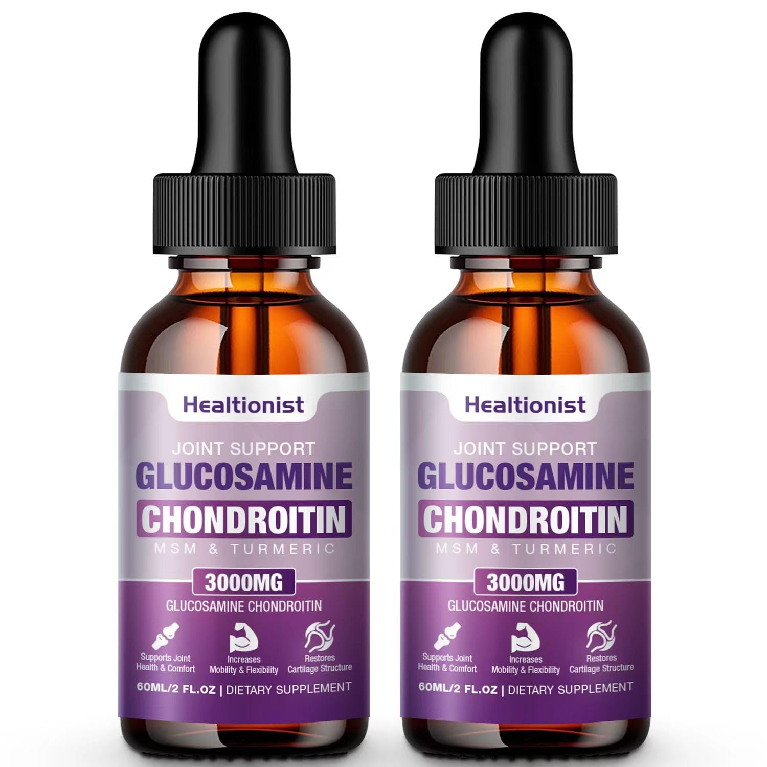 Healtionist 2-Pack Glucosamine Chondroitin MSM Liquid Drops front view