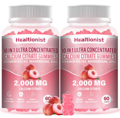 Healtionist 2000mg calcium citrate gummies bottle peach flavor