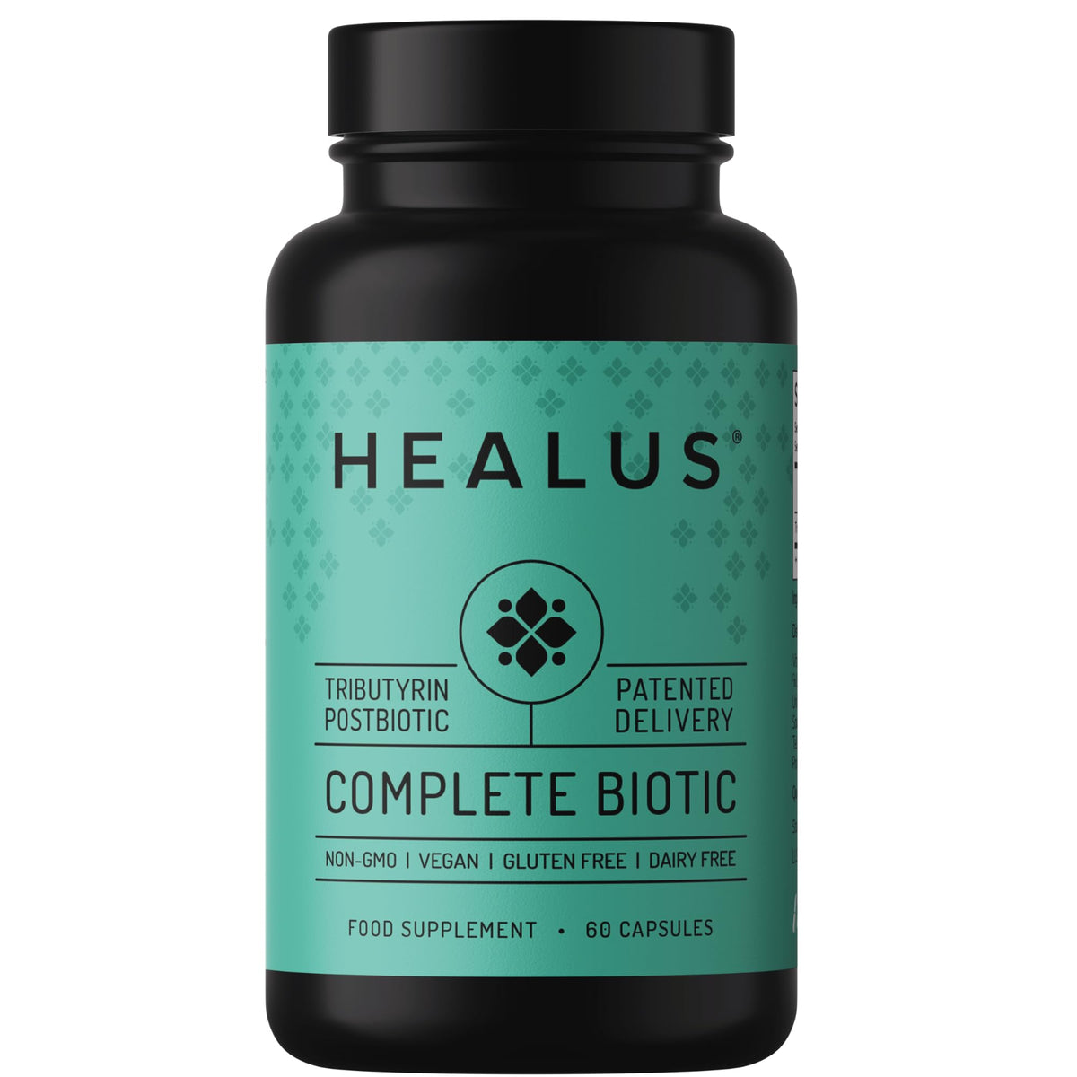 Bottle of Healus Complete Biotic Tributyrin capsules