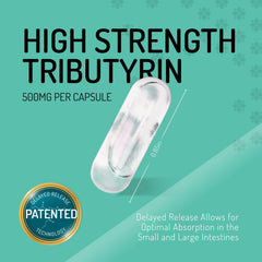 Patented delayed-release vegan capsule artwork