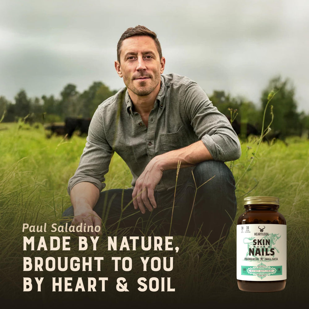 HEART & SOIL 180 capsules in a glass bottle for daily use.