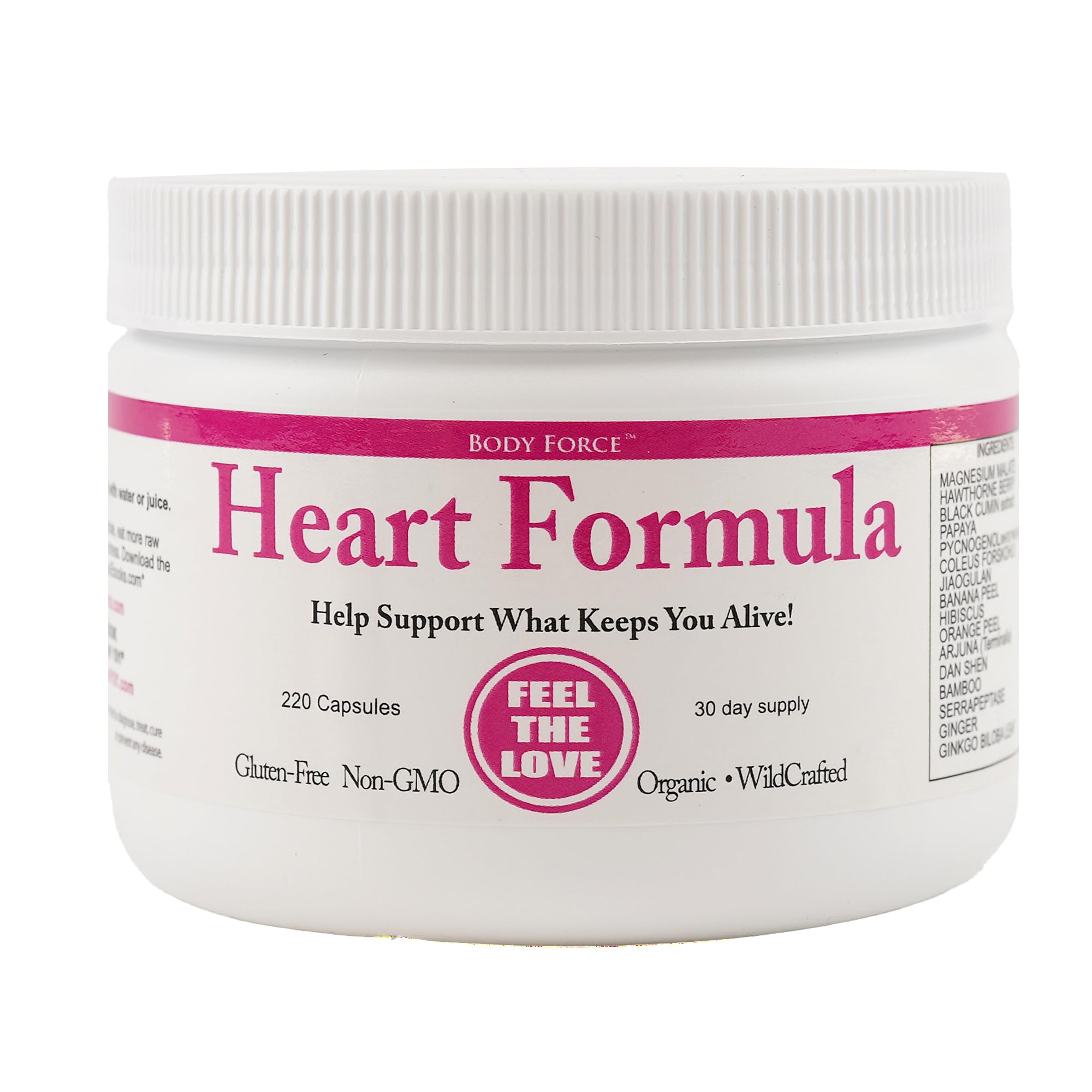 HeartCare Blend bottle surrounded by plant-based ingredients