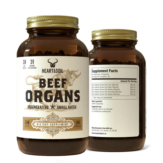 HEART & SOIL beef organ supplement bottle hero image