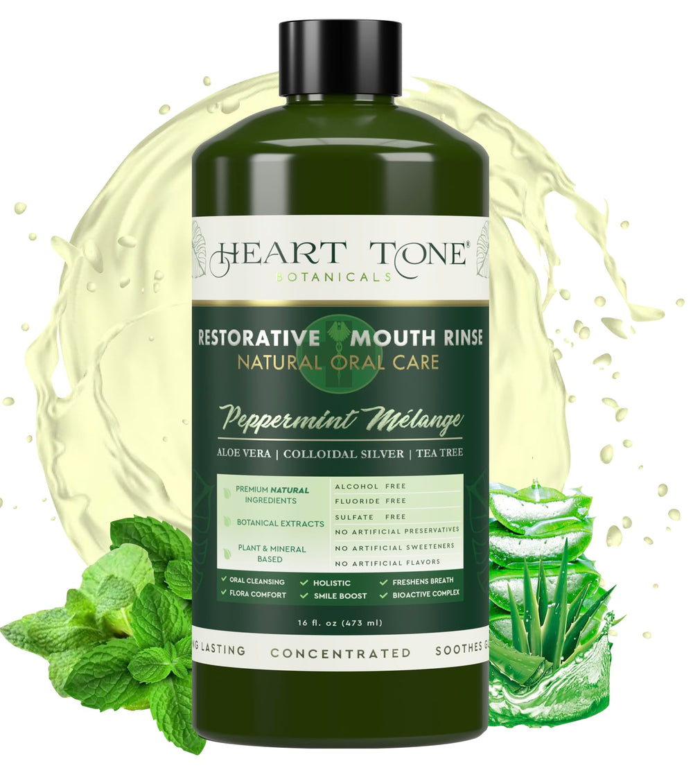 Gift-ready packaging of Heart Tone Botanicals Nano Silver Mouthwash