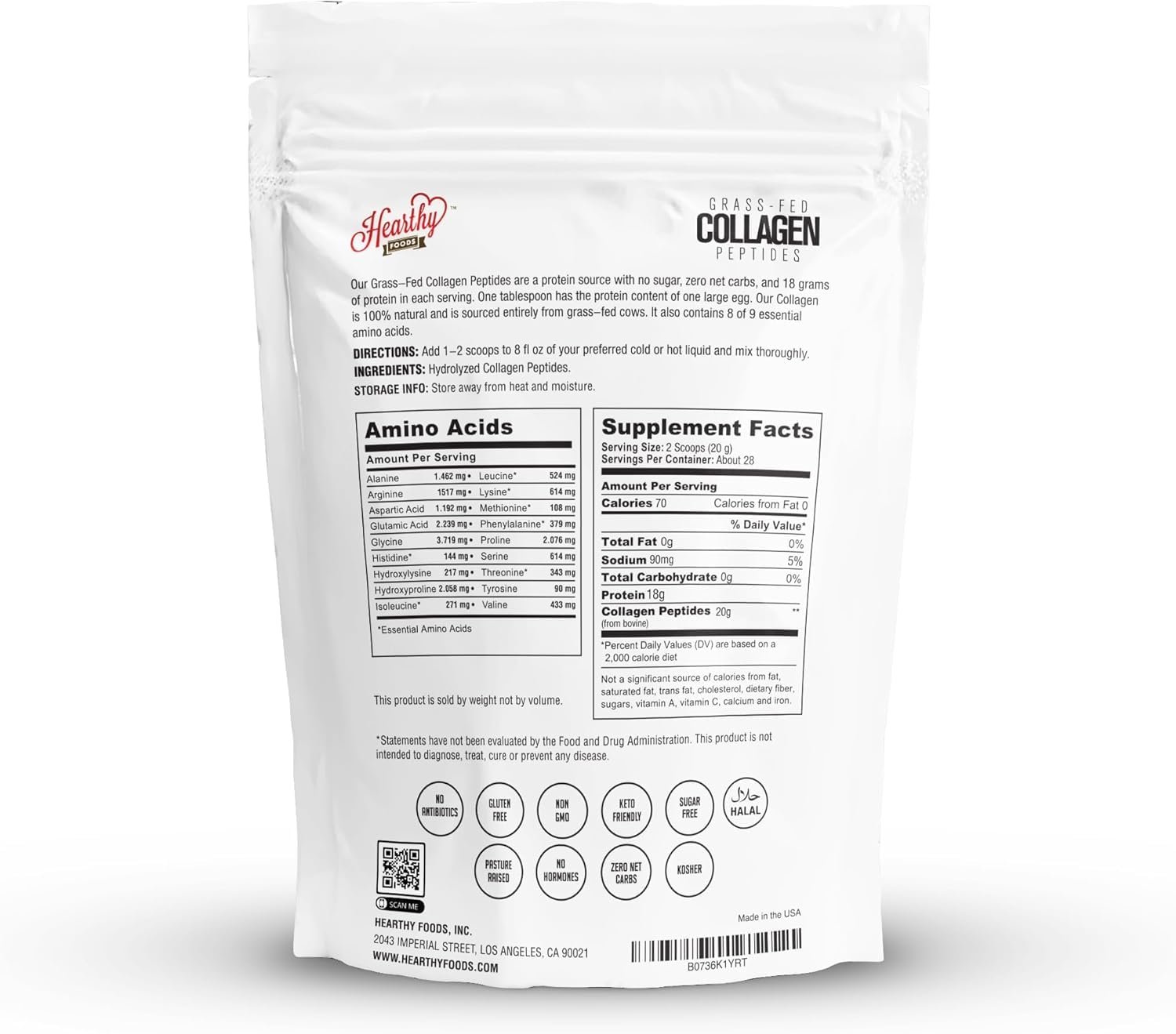 Close-up of unflavored hydrolyzed collagen powder