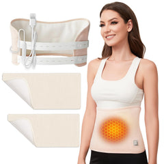 Heated castor oil pack wrap displayed on product