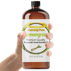 Amber bottle of Heavenly Pure Lemongrass Essential Oil 16 oz (473 ml)