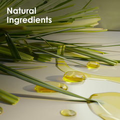 Pure lemongrass essential oil in amber bottle with natural clarity