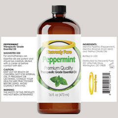 Heavenly Pure Peppermint Oil packaging and label