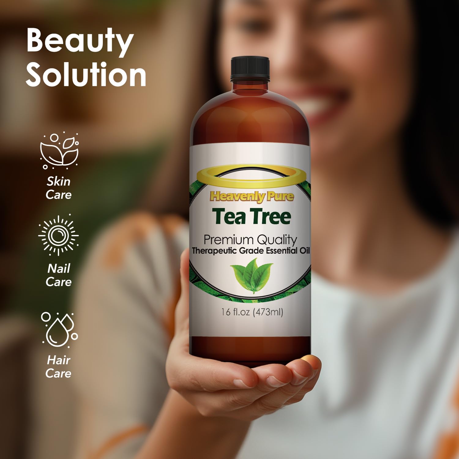 Tea tree oil bottle with dropper for diffuser and skin care