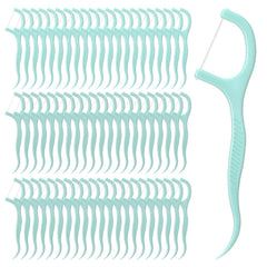 Front view of Heclia Dental Floss Picks Bulk packaging in light green