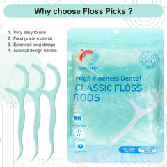 Light green dental floss pick color and design