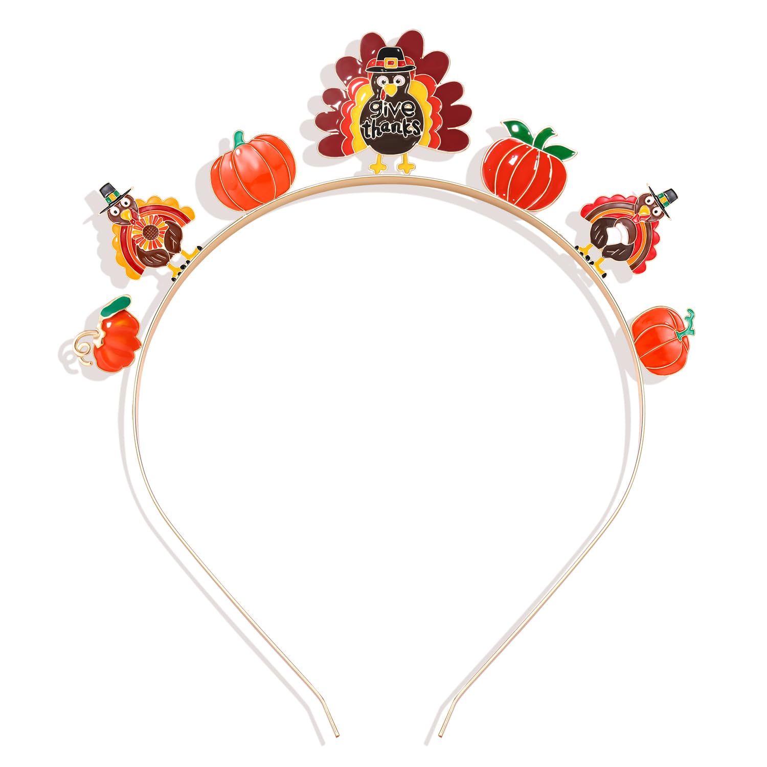 HEIDKRUEGER turkey-pumpkin-maple charms headband for festive Thanksgiving looks