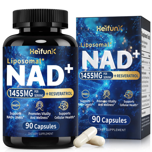 Front view of heifunk NAD+ Liposomal Supplement bottle
