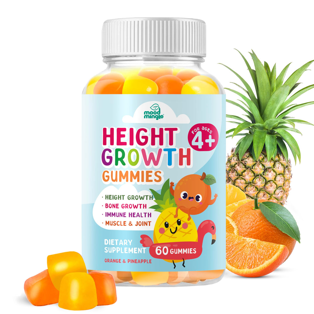 Front view of Height Growth Gummies bottle with label