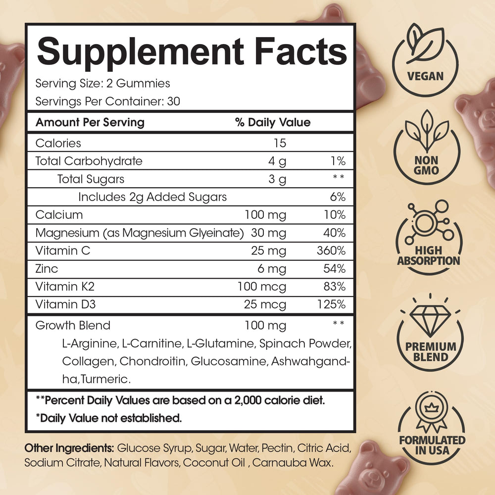 Premium USA-made Height Growth Gummies with quality packaging