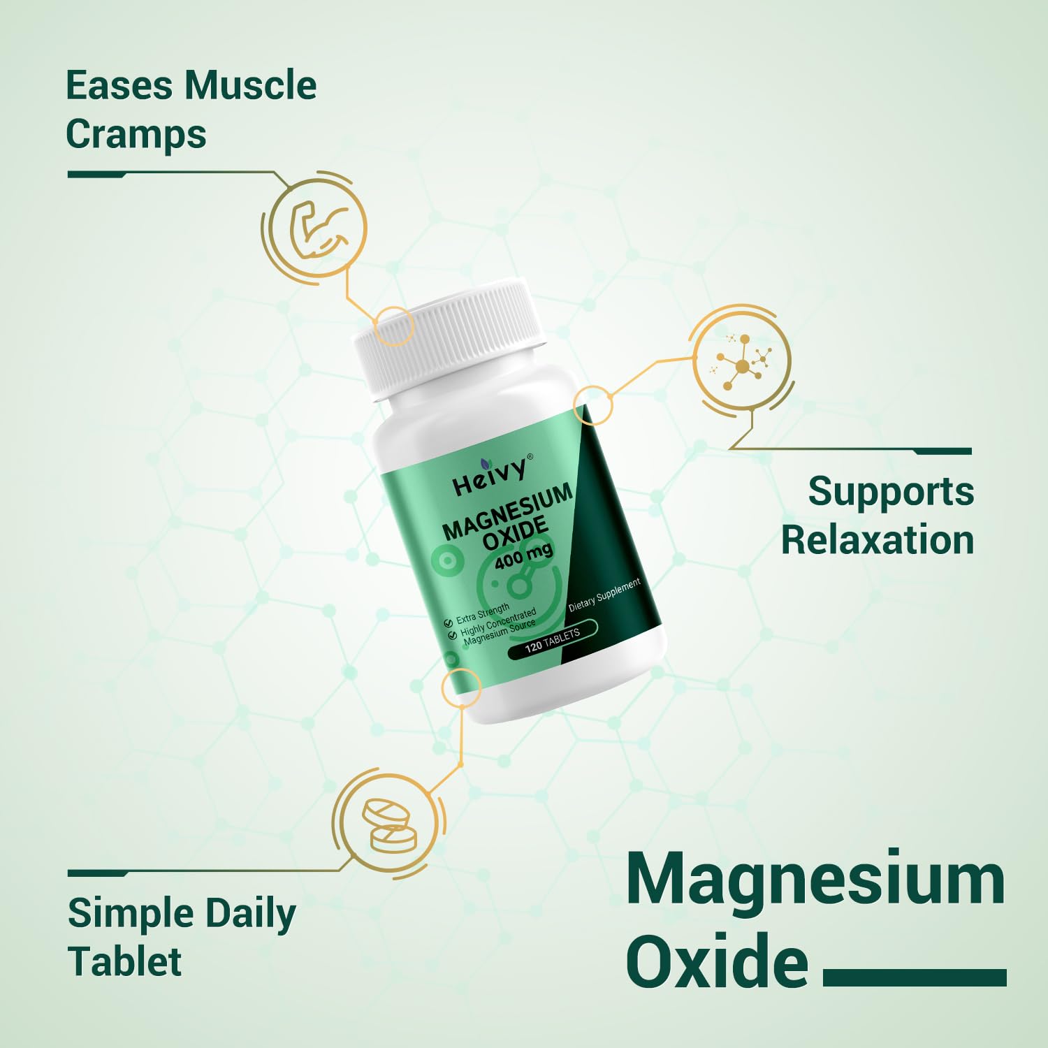 Magnesium supplement bottle with label emphasizing vegan and gluten-free