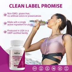 Close-up of the Heivy potassium bottle label showing 1020 mg per serving