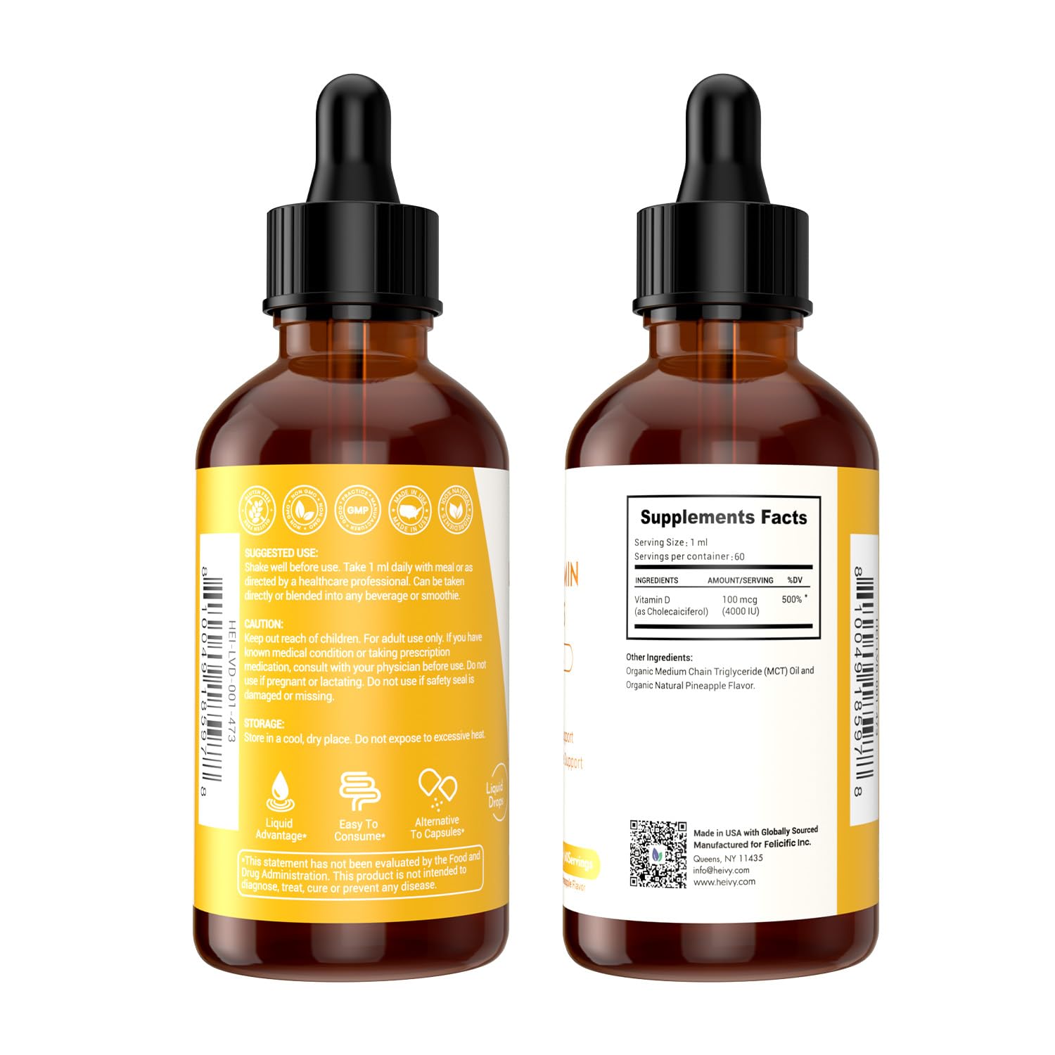 Dropper dispensing Vitamin D3 drops labeled 4000 IU