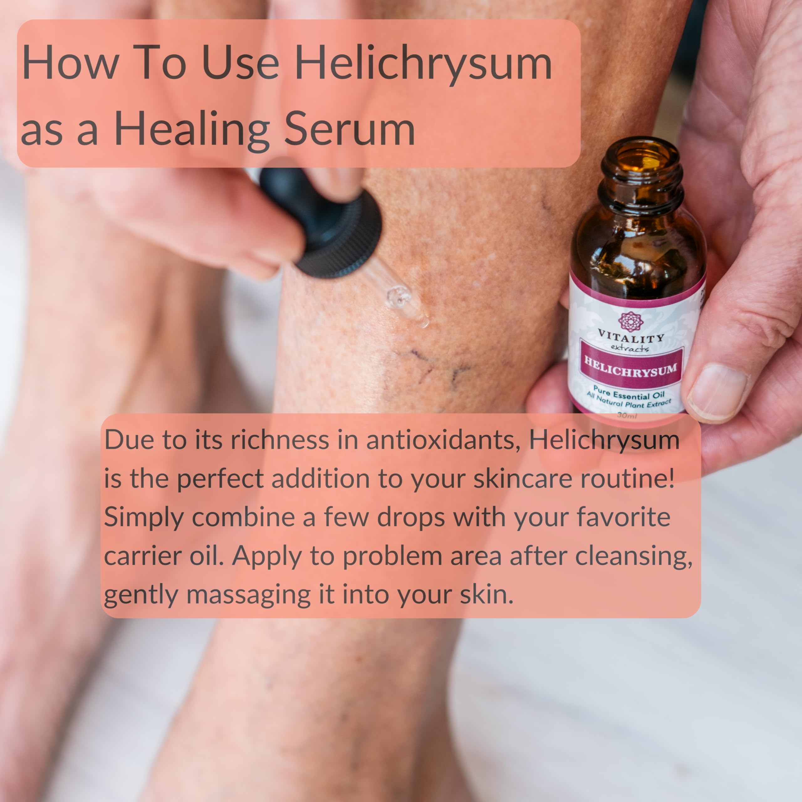 Helichrysum essential oil in diffuser for aromatherapy