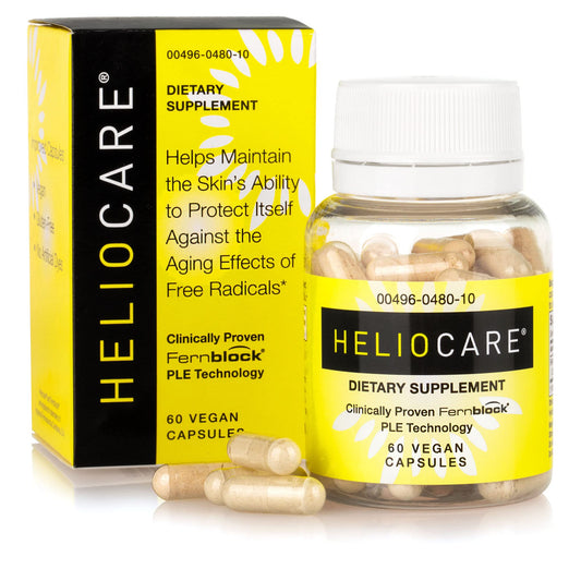 Front view of Heliocare 240mg Polypodium leucotomos extract capsules bottle