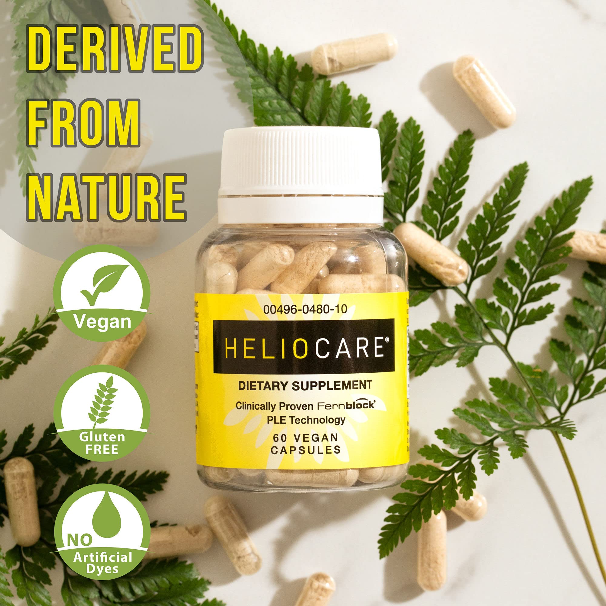 Heliocare bottle showing 60 veggie capsules