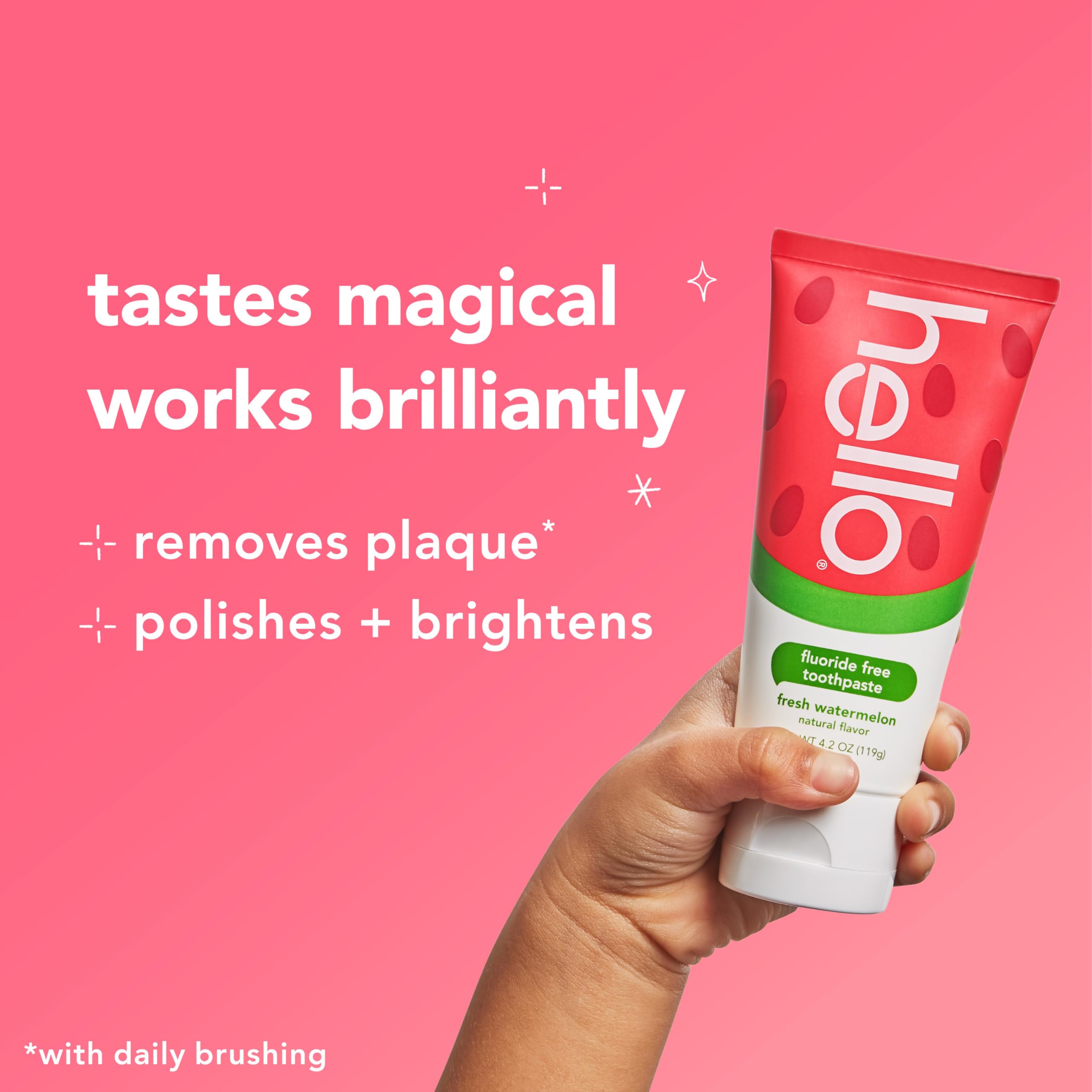 Hello Fresh Watermelon Kids Toothpaste packaging showing 3x 4.2 oz tubes